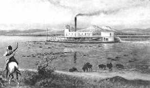 Steamboat entering Indian Territory on the Arkansas River