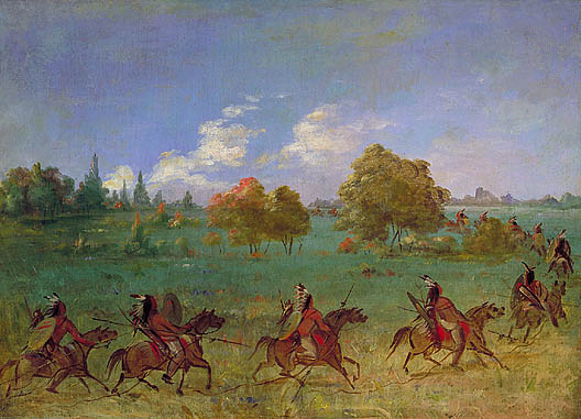 Comanche War Party, Fully Equipped - by Catlin