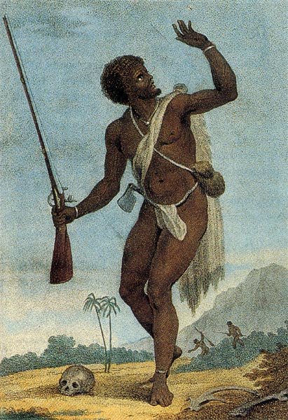 This hand-tinted version comes from Bakker et al's Geschiedenis Van Suriname 